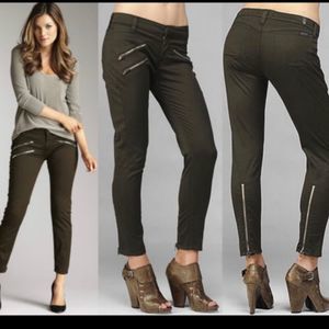 7 For All Mankind Maroon Size 24 Burgundy Moto Zipper Ankle Skinny Pants